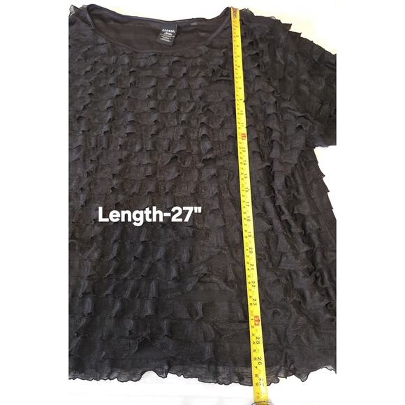 George Black Stretchy Top 4X 26/28W Tiered Ruffles Frilly Comfy Goth Witchy - Picture 9 of 15